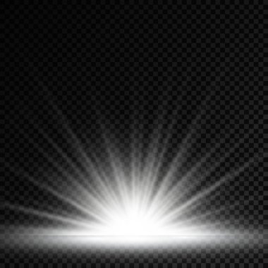 Yıldız patlaması, beyaz parlayan ışıklar güneş ışınları.