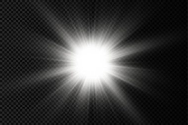 Parlak ışık yıldızı, beyaz güneş ışınları, güneş ışığı.