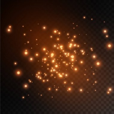 Toz kıvılcımları, kırmızı yıldızlar özel ışık efekti.
