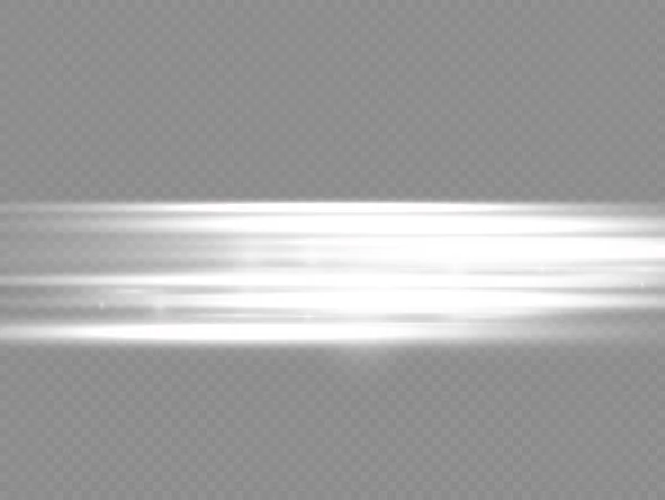 Горизонтальні світлові промені, спалах білої горизонтальної лінії — стоковий вектор
