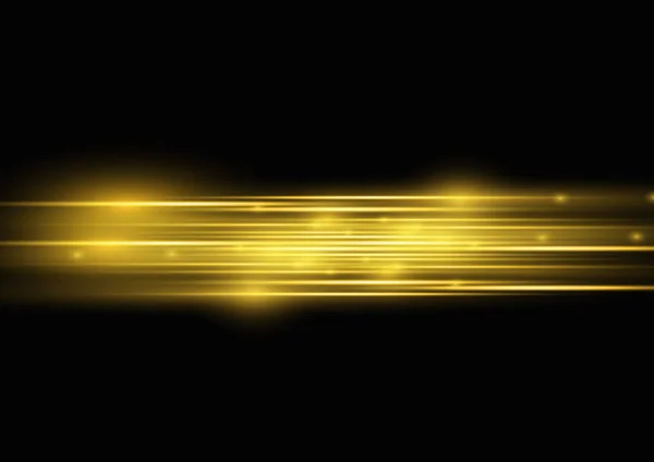 金色の輝線、黄色の水平光線 — ストックベクタ