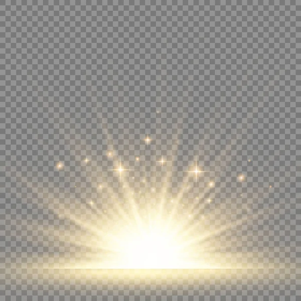 Yıldız patlaması, sarı parlayan ışıklar güneş ışınları.