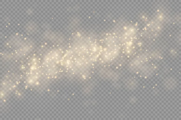 Sparkling gouden magie stof deeltjes bokeh licht. — Stockvector