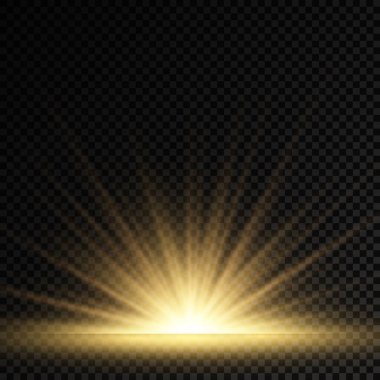 Yıldız patlaması, sarı parlayan ışıklar güneş ışınları.