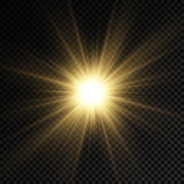 Parlak ışık yıldızı, sarı güneş ışınları, güneş ışığı.