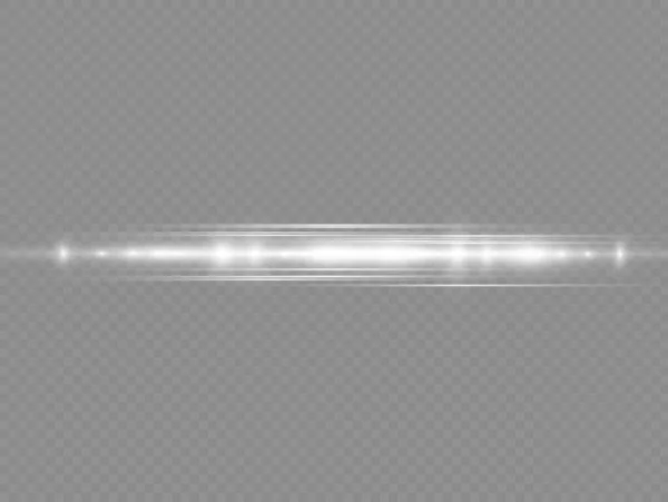Yatay ışık ışınları, parlayan beyaz yatay çizgi — Stok Vektör