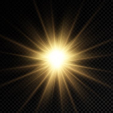 Parlak ışık yıldızı, sarı güneş ışınları, güneş ışığı.
