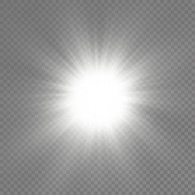 Parlak ışık yıldızı, beyaz güneş ışınları, güneş ışığı.