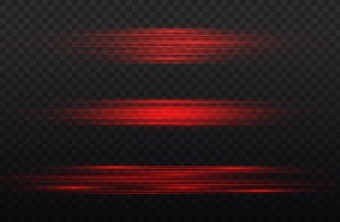 Yatay ışık ışınları, parlayan kırmızı yatay çizgi