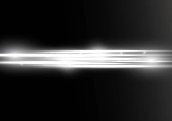 Rayos de luz horizontales, línea horizontal blanca del flash — Archivo Imágenes Vectoriales