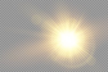 Parlak ışık yıldızı, sarı güneş ışınları, bokeh.