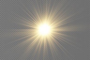 Parlak ışık yıldızı, sarı güneş ışınları, güneş ışığı.