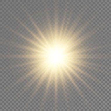 Parlak ışık yıldızı, sarı güneş ışınları, güneş ışığı.