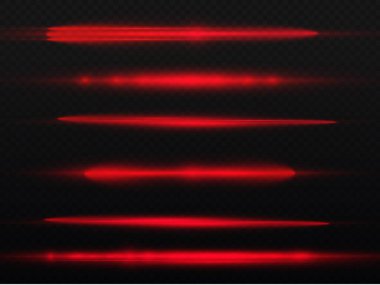 Yatay ışık ışınları, parlayan kırmızı yatay çizgi