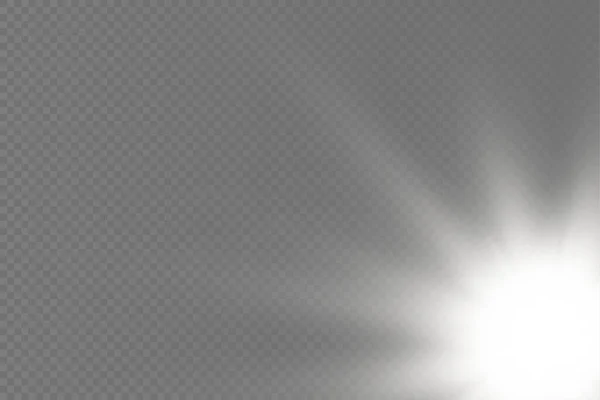 Şeffaf Arkaplanda Yıldız Patlaması Beyaz Parlayan Işıklar Güneş Işınları Işık — Stok Vektör
