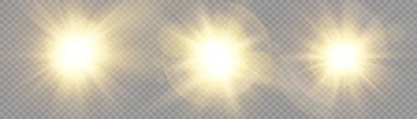 Étoile Éclatante Étoile Brillante Lumière Éclatante Sur Fond Transparent Rayons — Image vectorielle