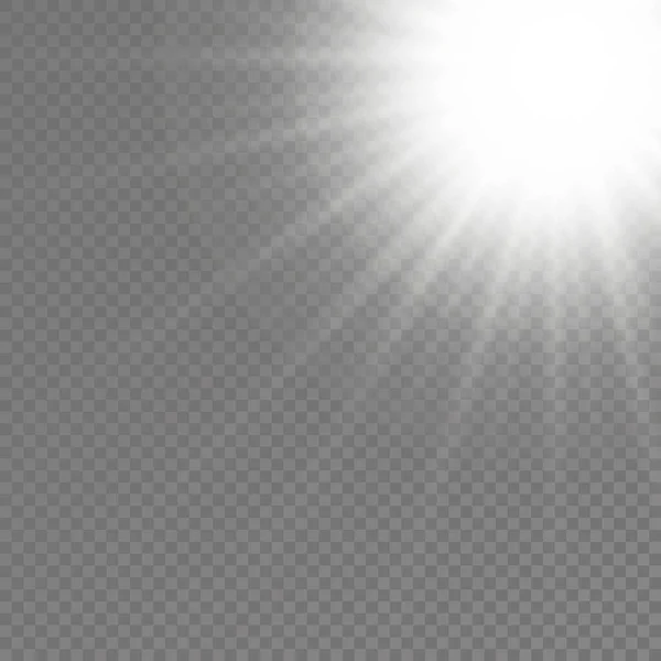 Solljus Med Ljus Explosion Fackling Effekt Med Strålar Ljus Och — Stock vektor