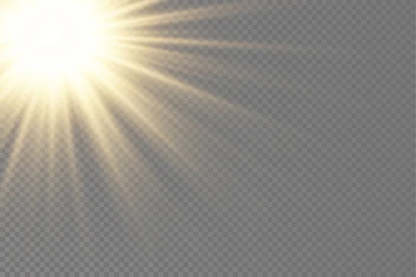 Luce Solare Con Esplosione Luminosa Effetto Bagliore Con Raggi Luce — Vettoriale Stock