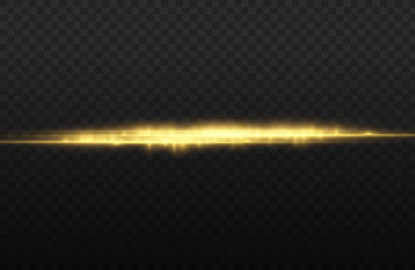 Horizontale Lichtstralen Gloeigele Lijn Transparante Achtergrond Flitsgele Horizontale Lens Flares — Stockfoto