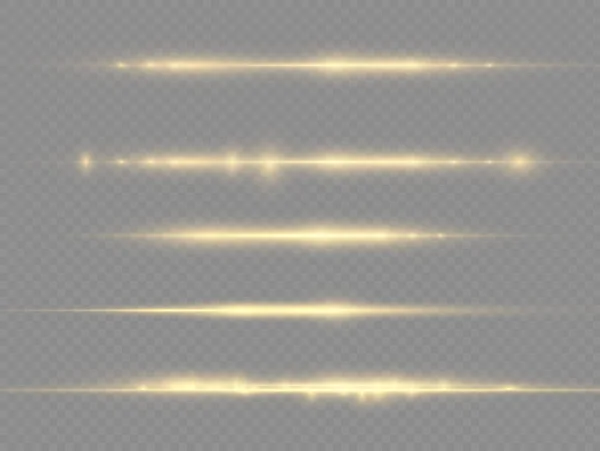 Horizontal Light Rays Glow Yellow Line Transparent Background Flash Yellow — Stock Photo, Image