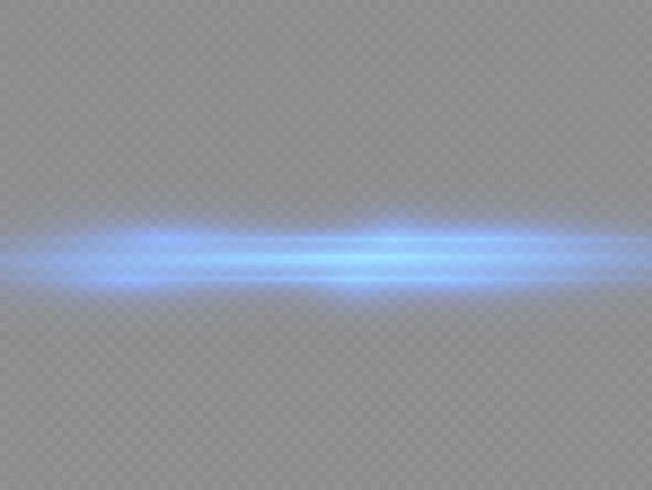 Horizontal Light Rays Flash Blue Horizontal Lens Flares Pack Laser — Stock Vector