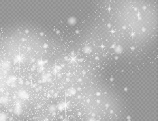 Белая Пыль Искры Звезды Сияют Специальным Светом Рождественский Искрящийся Световой — стоковый вектор