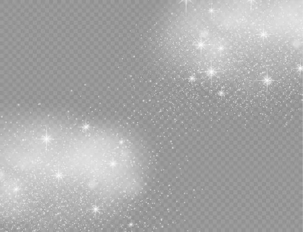 Bílé Prachové Jiskry Záře Hvězd Speciálním Světlem Vánoční Jiskřivý Světelný — Stockový vektor