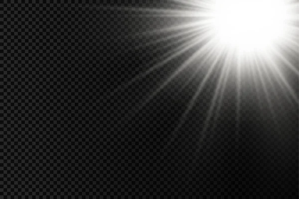 Sluneční Světlo Jasnou Explozí Světelný Efekt Paprsky Světla Magické Jiskry — Stockový vektor