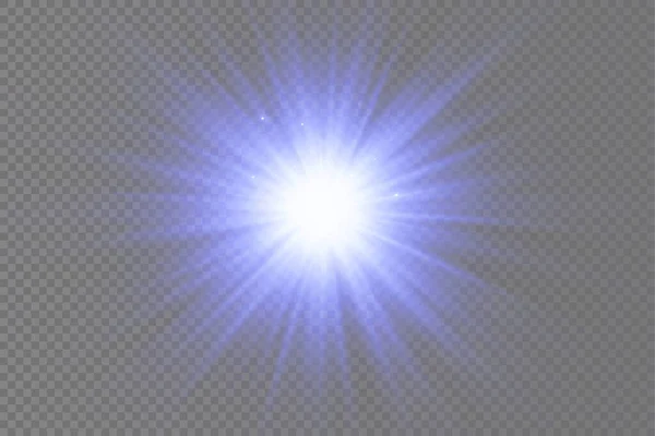 Звезда Вспыхивает Блеском Светится Яркая Звезда Синий Перламутровый Свет Вспыхивает — стоковый вектор