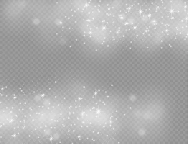 Chispas Polvo Blanco Brillo Estrellas Con Luz Especial Efecto Luz — Vector de stock