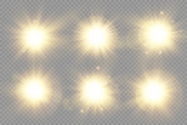 Stern Platzt Mit Brillanz Glühstern Glühendes Licht Platzt Auf Transparentem — Stockvektor