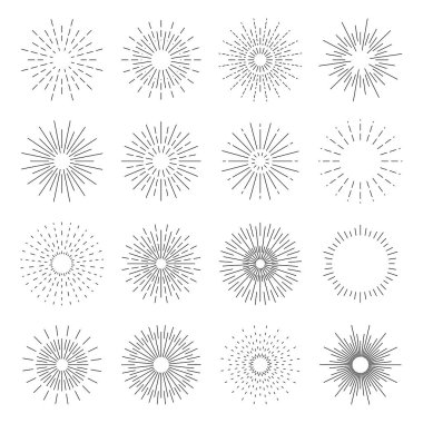 El yapımı yıldız patlaması. Basit geçmişe dönük tasarım ışınları. Patlama ya da güneş ışığı. Projeniz için klasik güneş ışınları seti. Güneş patlamaları, patlama efektleri, klasik karalamalar, çizimler.