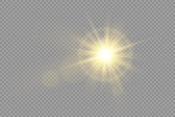 Fényes Csillag Csillag Ragyogóan Tört Sárga Izzó Fény Átlátszó Háttérrel — Stock Fotó