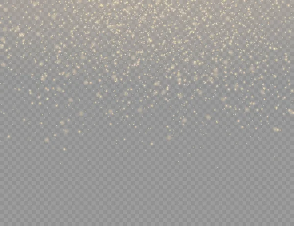 Brillantes Partículas Polvo Mágico Dorado Sobre Fondo Transparente Brillo Luces —  Fotos de Stock
