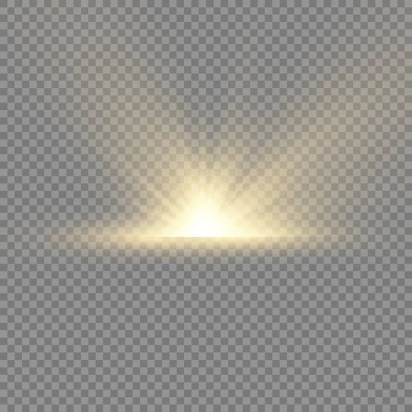 光と魔法の輝きの光線でフレア特殊効果 黄色の輝きの光太陽光線 明るく輝く黄金の星 透明な背景の星爆発 イラスト — ストック写真