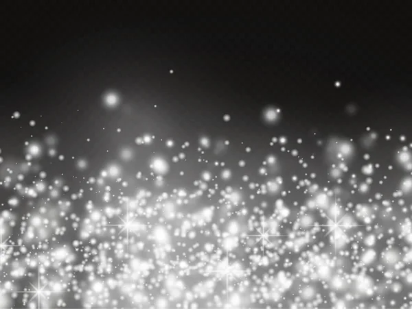 Beyaz Toz Kıvılcımları Yıldız Özel Işık Ile Parlıyor Noel Işıltısı — Stok Vektör