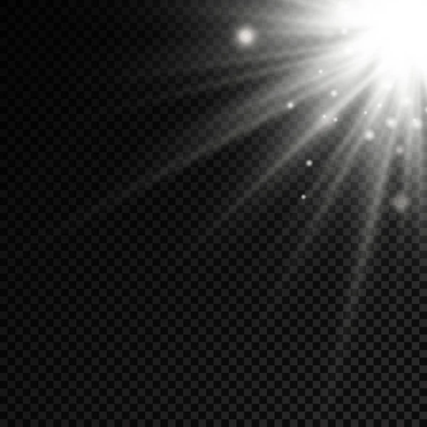 Parlak Patlamalı Güneş Işığı Işık Sihirli Parıltı Işınlarıyla Parlama Etkisi — Stok Vektör