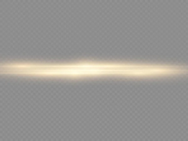 Rayons Lumière Horizontaux Paquet Fusées Éclairantes Horizontales Jaune Éclair Faisceaux — Image vectorielle