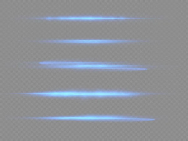 Rayons Lumière Horizontaux Flash Bleu Faisceaux Laser Ligne Lumineuse Sur — Image vectorielle