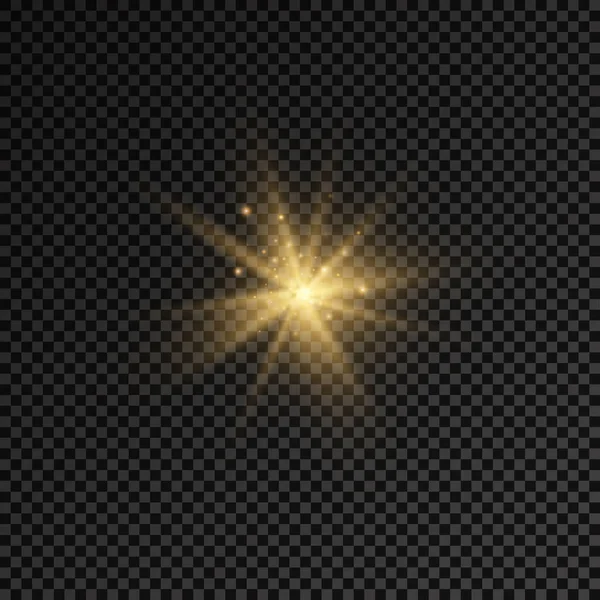 Gwiazda Pękła Blaskiem Świecąca Jasna Gwiazda Żółte Świecące Światło Pękło — Wektor stockowy