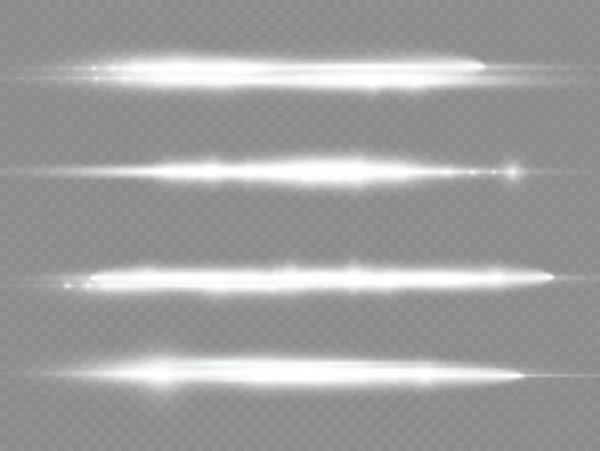 Rayos Luz Horizontales Flash Blanco Paquete Bengalas Lentes Horizontales Rayos — Archivo Imágenes Vectoriales