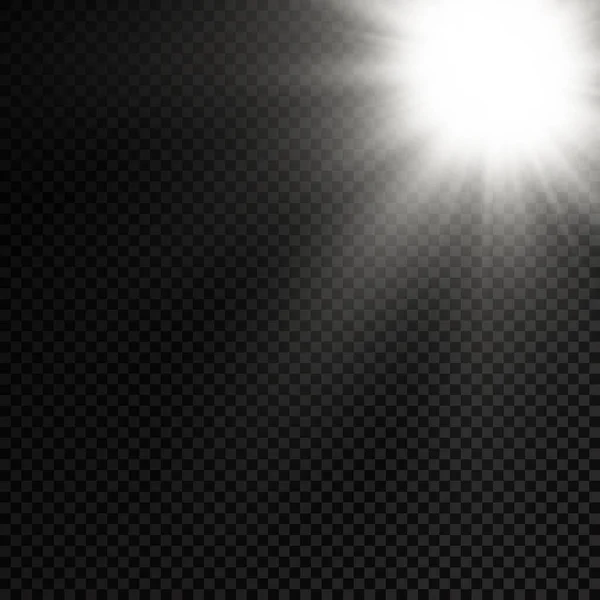 Luz Solar Con Explosión Brillante Efecto Destello Con Rayos Luz — Vector de stock