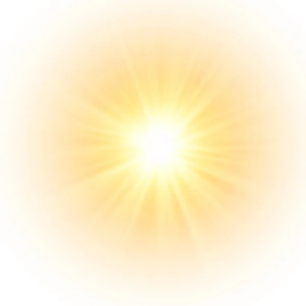 Жёлтое Солнце Вспышка Мягкое Свечение Отходящих Лучей Звезда Сверкала Блестками — стоковый вектор