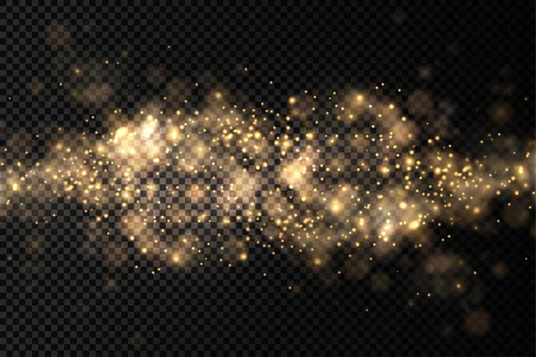 Funkelnde Goldene Magische Staubpartikel Bokeh Auf Transparentem Hintergrund Weihnachtsfunkel Lichteffekt — Stockvektor