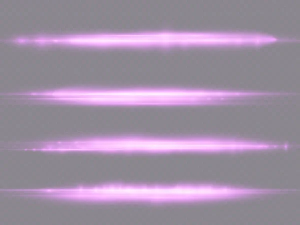 Οριζόντιες Ακτίνες Φωτός Φλας Μωβ Οριζόντιες Φωτοβολίδες Πακέτο Ακτίνες Λέιζερ — Διανυσματικό Αρχείο
