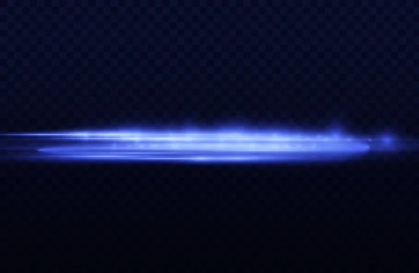 Horizontal Light Rays Flash Blue Horizontal Lens Flares Pack Speed — Stock Vector