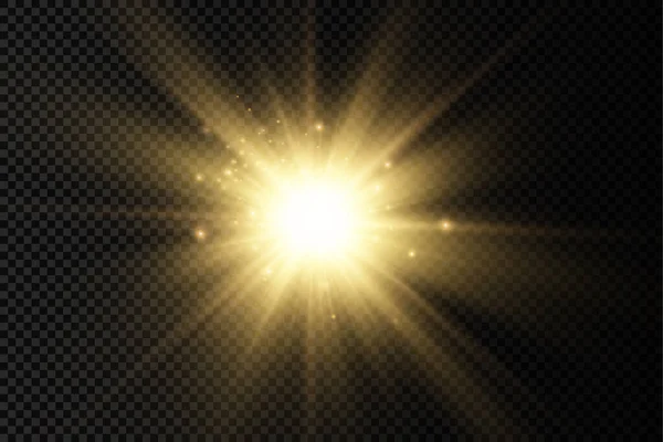Звезда Вспыхивает Блеском Светится Яркой Звездой Желтый Перламутровый Свет Вспыхивает — стоковый вектор
