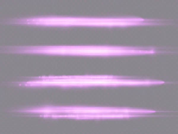 水平光 闪光紫色水平透镜耀斑包 激光束 透明背景上的紫光线 漂亮的光耀斑 明亮的闪光 矢量图解 — 图库矢量图片