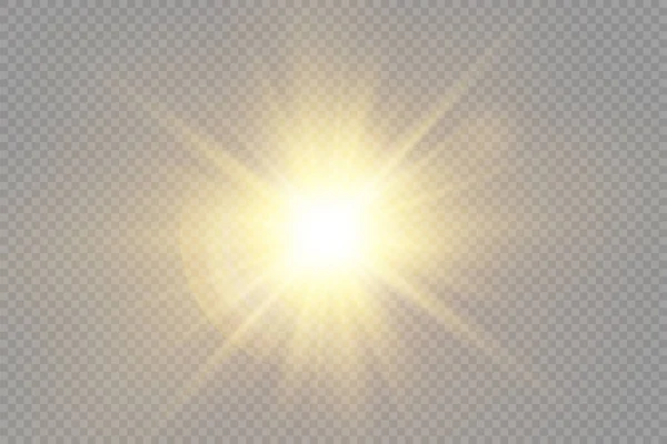 Étoile Éclatante Étoile Brillante Lumière Éclatante Sur Fond Transparent Rayons — Image vectorielle