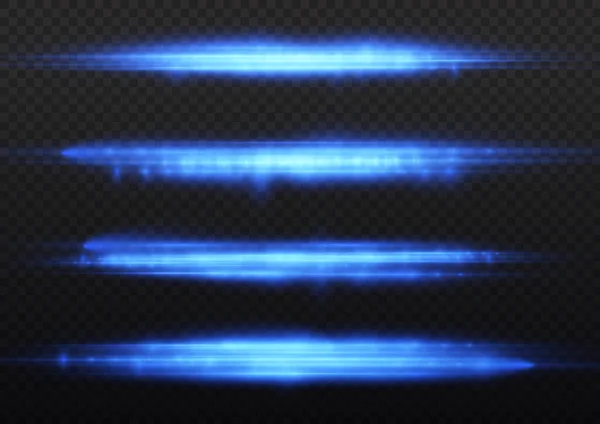 Горизонтальные Лучи Света Вспышки Голубой Горизонтальной Линзы Пакет Вспышек Скорость — стоковый вектор
